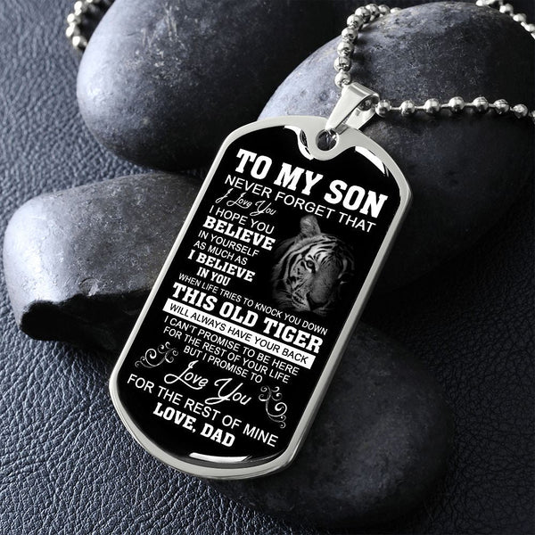 To My Son Gift From Dad | This Old Tiger | Dog Tag Necklace For Son