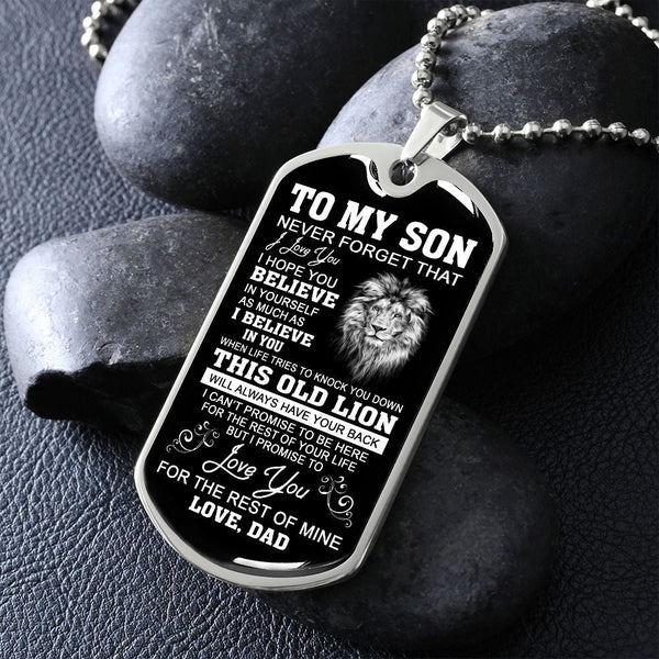 To My Son From Dad | I Hope You Believe In Yourself | Dog Tag Necklace For Son