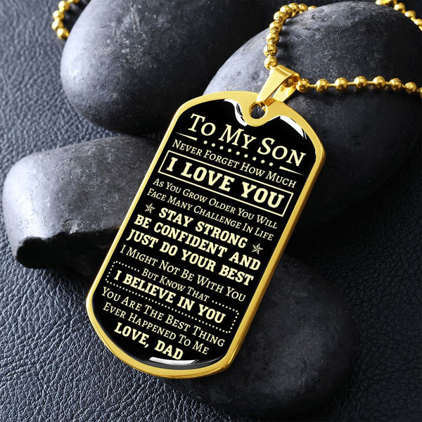 To My Son Dog Tag Necklace | Stay Strong Be Confident | Unique Gift Ideas For Son