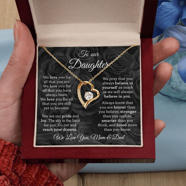 To Our Daughter | We Love You For All | Gift From Mom and Dad | Forever Love Necklace