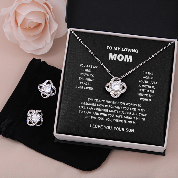 To My Loving Mom | I Love You | Love Knot Necklace