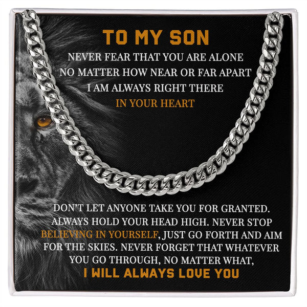 To My Son - Hold Your Head High, Cuban Link Chain Gift