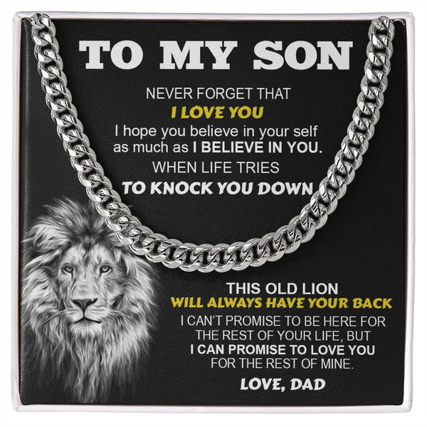 To My Son From Dad | When Life Tries To Knock You Down | Cuban Link Chain Necklace