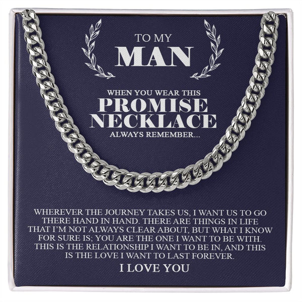 To My Man | Promise Necklace Always Remember | Cuban Link Chain Necklace