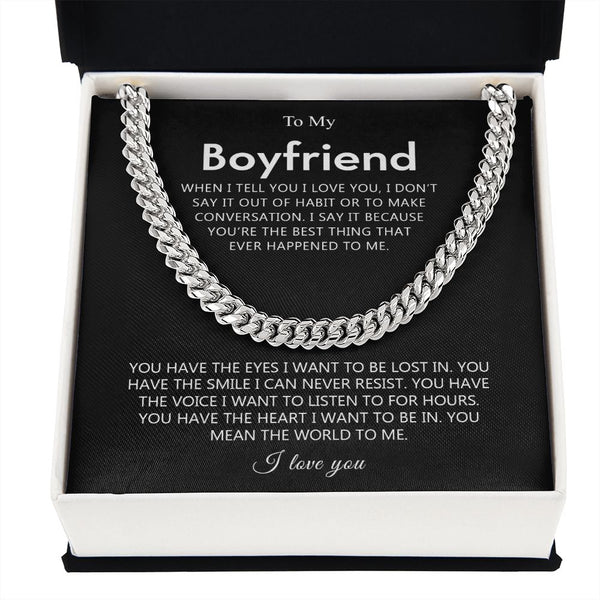 Boyfriend The Best Thing, Romantic Gift for Boyfriend, Cuban Link Chain Necklace