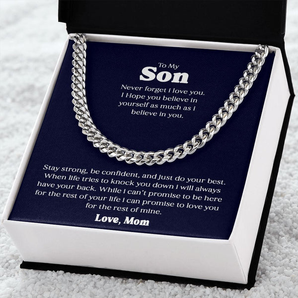 To My Son Gift From Mom I Never Forget I Love You I Cuban Link Chain Necklace