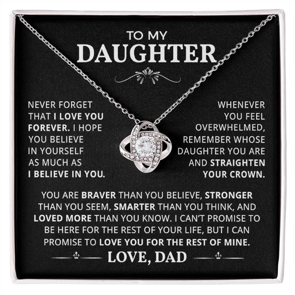 To My Daughter I Braver Than You Believe I Love Knot Necklace