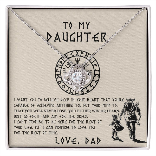 To My Daughter Gift From Dad | Never Lose | Viking Dad To Daughter Gift | Love Knot Necklace