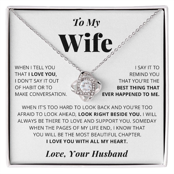 To My Wife | I Love You With All My Heart | Love Knot Necklace