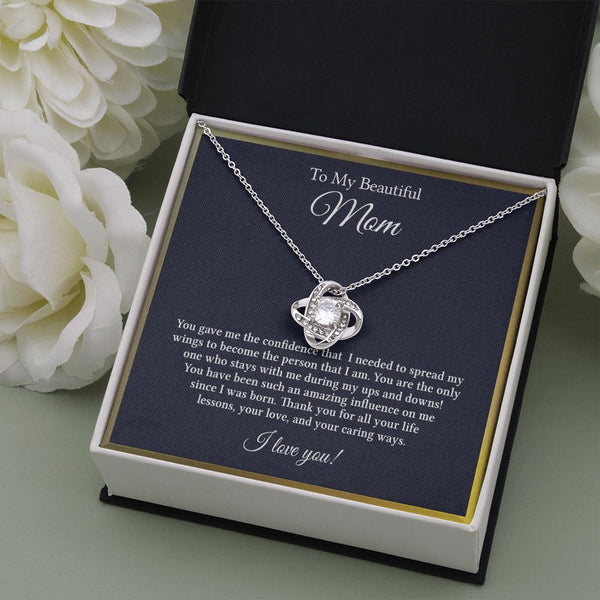 To My Beautiful Mom | With All My Heart | Love Knot Necklace