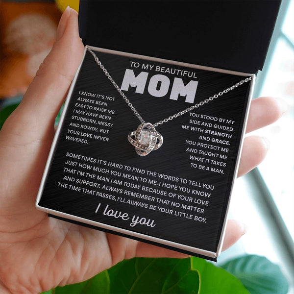 To My Mom - Always Your Little Boy - Love Knot Necklace Gift for Mom