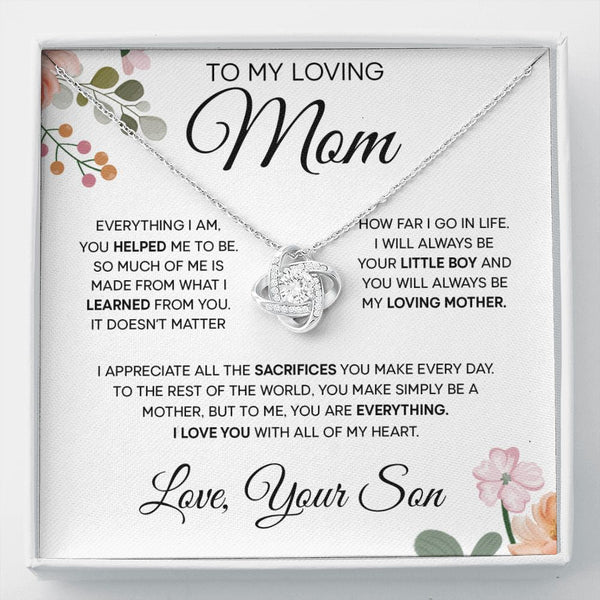 To My Loving Mom - Love You With All My Heart, Love Knot Necklace