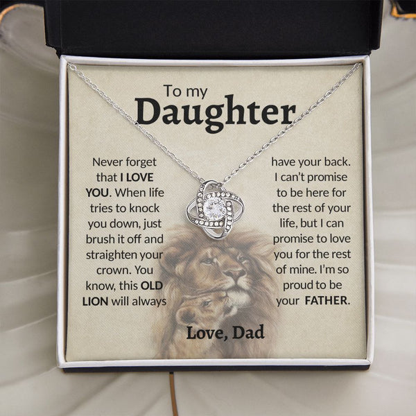 To My Daughter, Proud Of You, Love Knot Necklace, Gift For Daughter From Dad