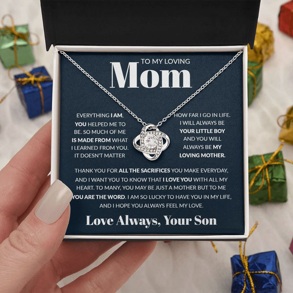 To My Loving Mom - You Are The World, Love Knot Necklace