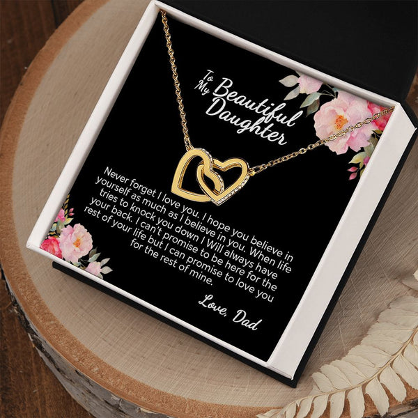 To My Beautiful Daughter From Dad | I Can Promise | Interlocking Hearts Necklace