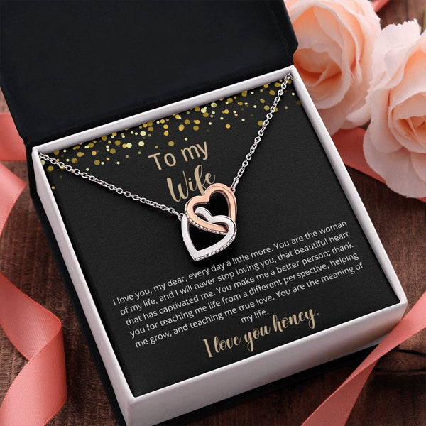 To My Wife | You Are The Meaning Of My Life | Interlocking Hearts Necklace