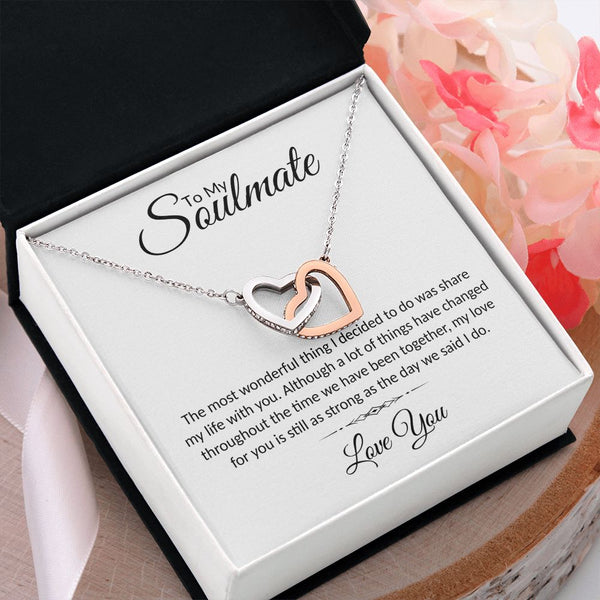 To My Soulmate | The Most Wonderful Thing | Interlocking Hearts Necklace | Romantic Christmas Gift Ideas