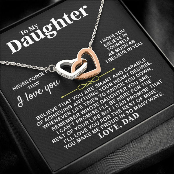 Daughter I Hope You, Interlocking Hearts Necklace, Christmas Gift Idea for Daughter