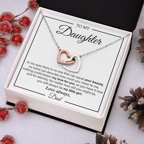 Daughter My Love For You, Interlocking Hearts Necklace, Gift for Daughter from Dad