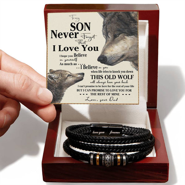 To My Son I This Old Wolf I Love You Forever Bracelet I Gift For Son From Dad