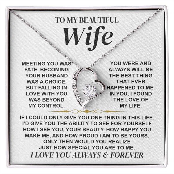 To My Beautiful Wife | Meeting You Was Fate | Forever Love Necklace