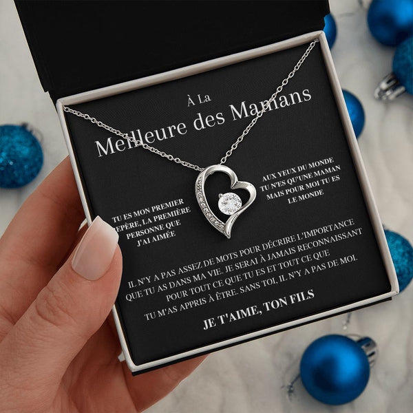 Collier Amour Éternel - À la meilleure des mamans - Je t'aime, ton fils - Cadeau pour Maman