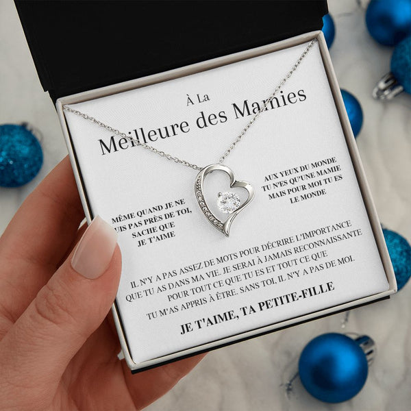 Collier Amour Éternel - À la meilleure des Mamies - Je t'aime, ta petite-fille - Cadeau pour Grand-mère