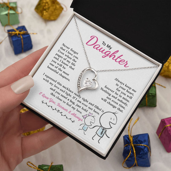 Daughter Always Keep Me In Your Heart, Forever Love Necklace, Gift For Daughter From Dad