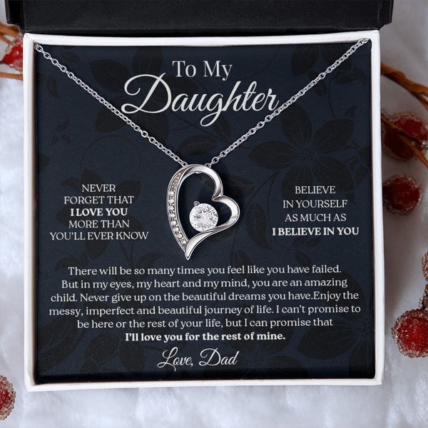 To My Daughter - Never Give Up, Forever Love Necklace Gift