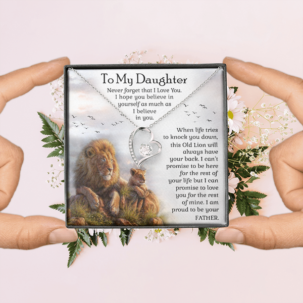 To My Daughter Jewelry Necklace Gift, Birthday Gift, Present from Old Lion Dad