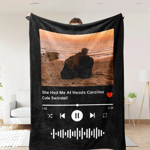 Custom Music and Photo Starlight Blanket - Anniversary & Couple gift