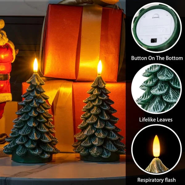 Christmas Tree Waxy LED Flameless Candles – Safe and Festive Holiday Glow