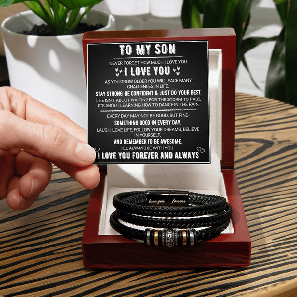 To My Son Bracelet | Love You Forever | Black Bracelet For Him